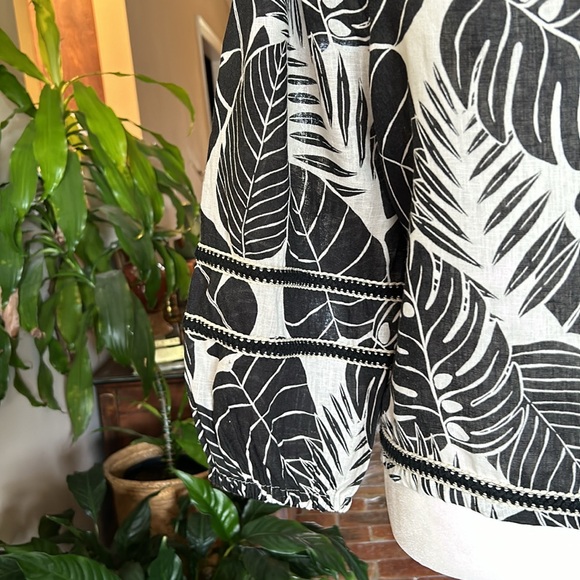 Cynthia Rowley 100% linen on/off the shoulder tropical print top sz XL - Picture 3 of 13